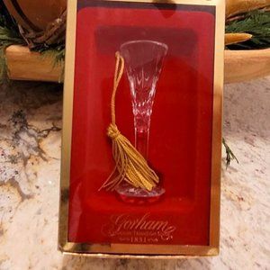 Gorham Crystal & Gold Champagne Flute Christmas Ornament